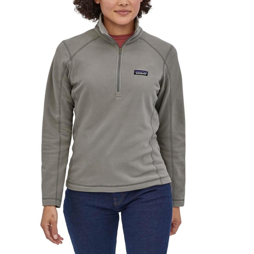 Patagonia Micro D Fleece Jacket Women Small Gray 1/4 Zip Pullover Outdoor Casual